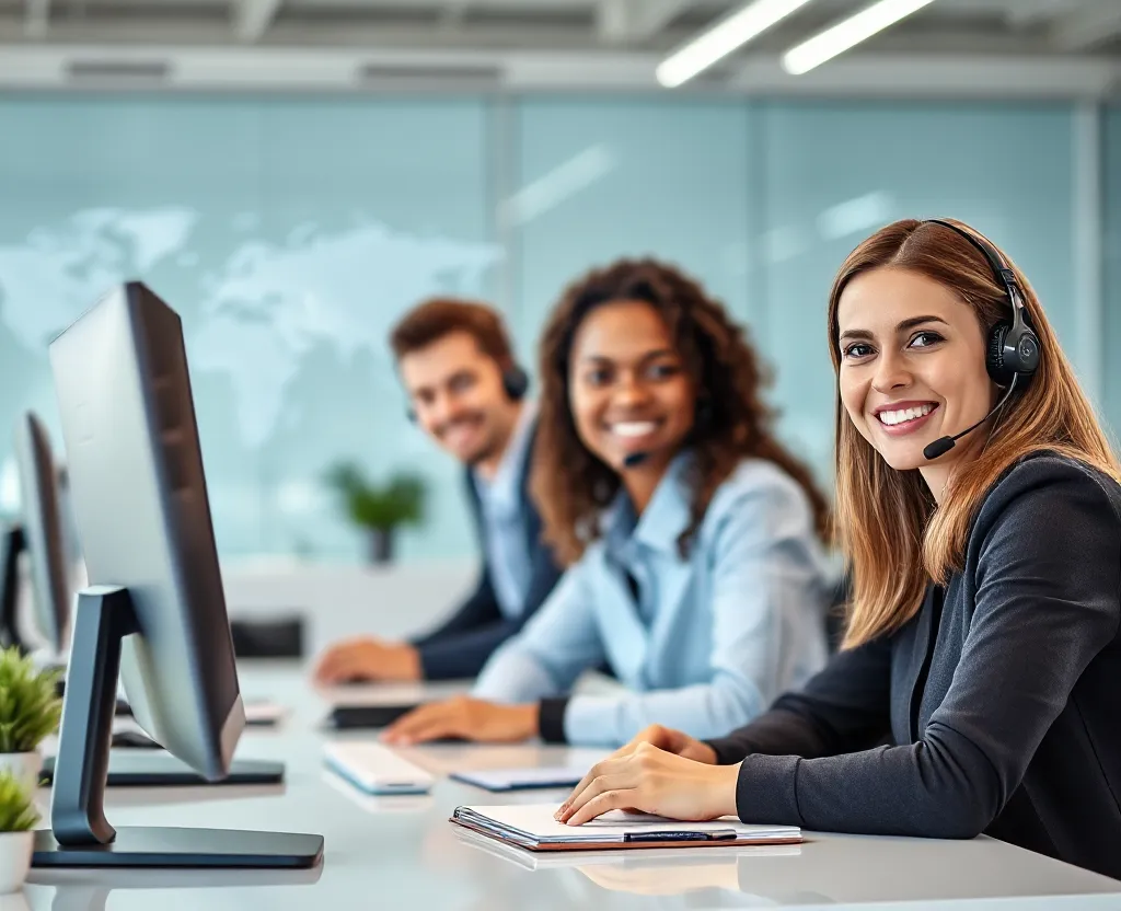 Friendly and professional customer support team member ready to assist, symbolizing open communication.
